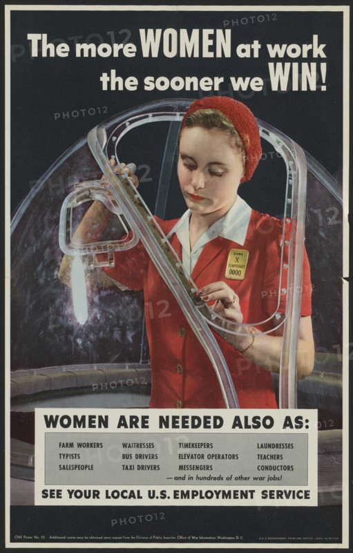 Employment Poster Recruiting Female Workers during World War II, USA, Alfred T. Palmer for Office of War Information, 1943