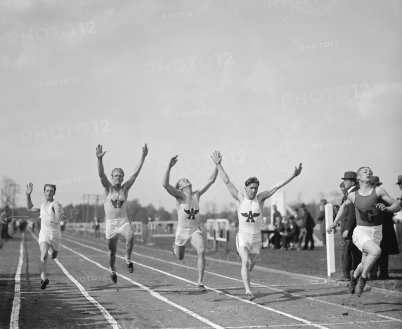 Runners Crossing Finish Line at Track Meet, College Park, Maryland, USA, National Photo Company, May 1925