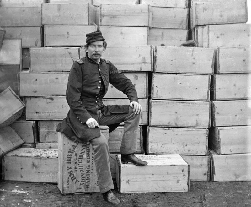 Captain James William Forsyth, Union Army Provost Marshal, Aquia Creek, Virginia, USA, by Alexander Gardner, February 1863