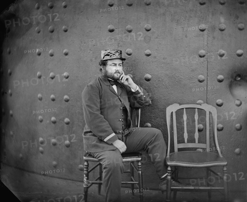 Captain William Nicholson Jeffers on deck of U.S.S. Monitor, James River, Virginia, by James F. Gibson, July 1862