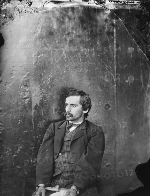 Michael O'Laughlin, Conspirator in Assassination of U.S. President Abraham Lincoln, Seated, Washington Navy Yard, Washington DC, USA, by Alexander Gardner, April 1865