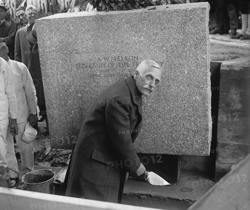 Andrew Mellon, U.S. Secretary of the Treasury, Laying Cornerstone of Internal Revenue Building, Washington DC, USA, National Photo Company, May 1929