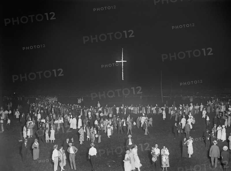 Burning 80-foot Cross at Ku Klux Klan Demonstration, Washington DC, USA, National Photo Company, August 1925