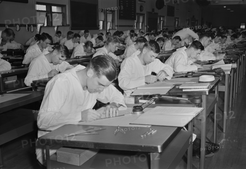 Classroom Instruction, U.S. Naval Academy, Annapolis, Maryland, USA, by Lieutenant Whitman for Office of War Information, July 1942