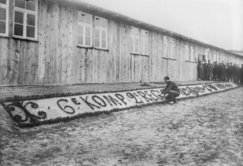 French Prisoner Working on Flower Display, Zossen Prisoner of War Camp, Wünsdorf, Zossen, Germany, Bain News Service, 1915