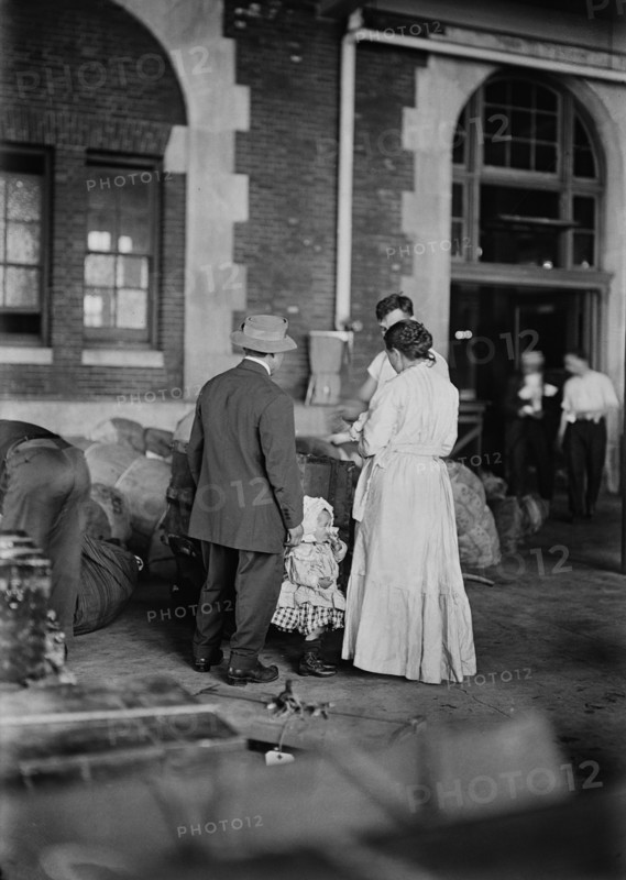 Immigrant Family Arriving at Ellis Island, New York City, New York, USA, Bain News Service, March 1917