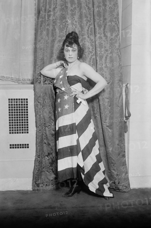 Actress Alice Brady Wrapped in American Flag during World War I, Bain News Service, June 1917