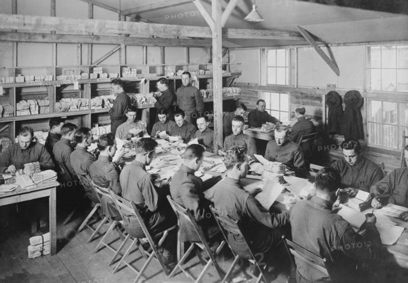Soldiers Sorting and Organizing Personnel Records, Camp Upton, Yaphank, New York, USA Bain News Service, 1917