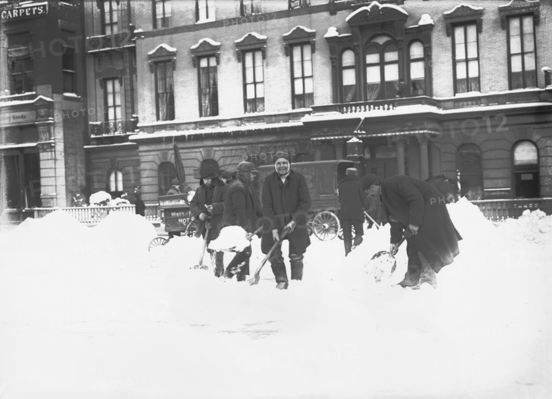 Men Clearing Snow, New York City, New York, USA, Bain News Service, January 1908