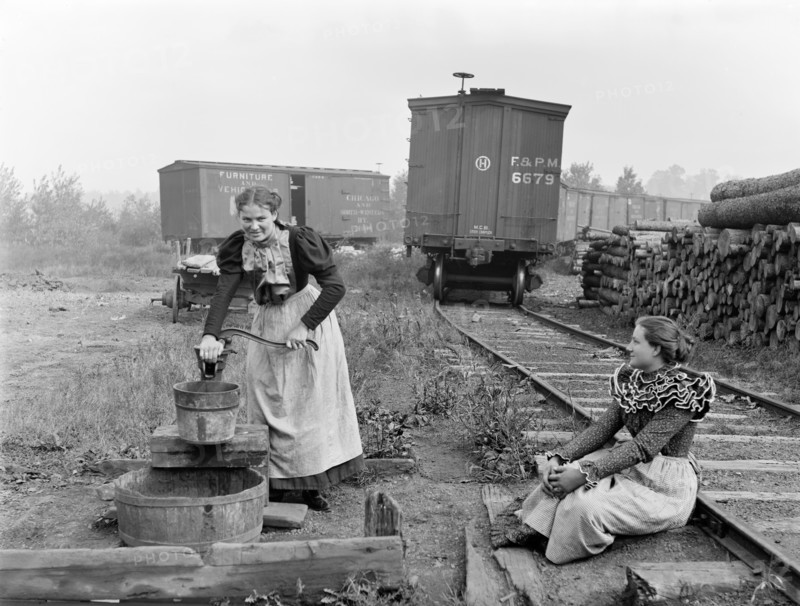Two Young Paper Mills Workers Taking Break, Appleton, Wisconsin, USA, Detroit Publishing Company, 1895