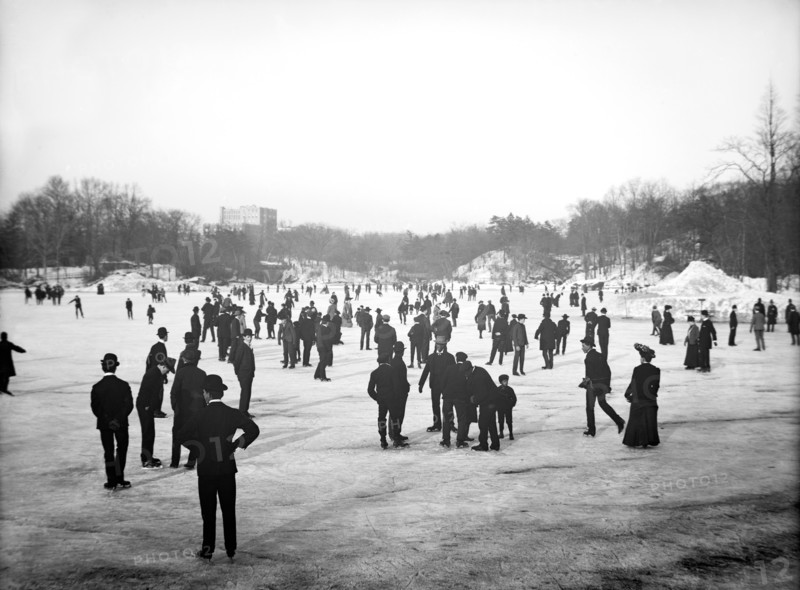 People Skating, Central Park, New York City, New York, USA, Detroit Publishing Company, 1900