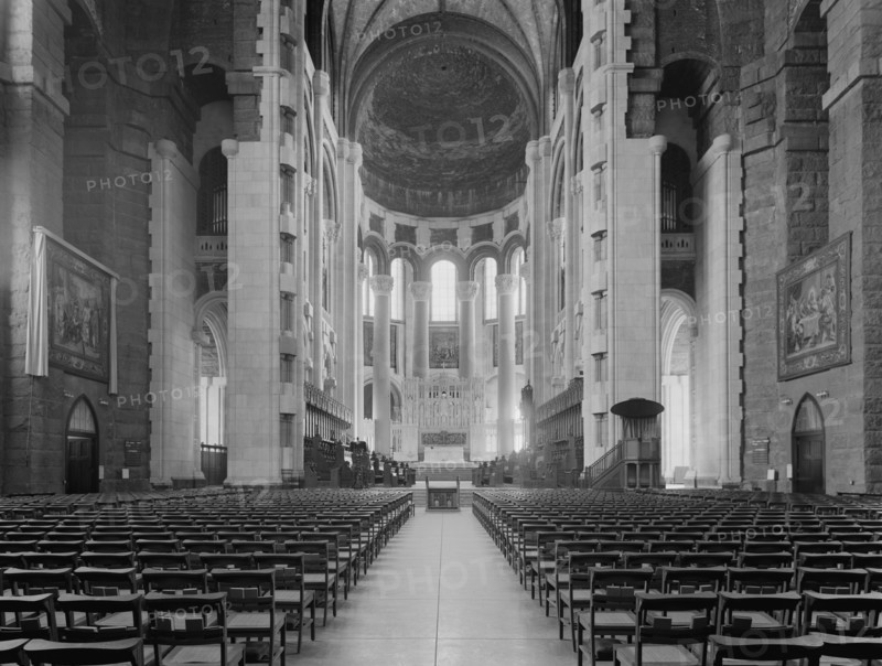 Interior View, Cathedral of St. John the Divine, New York City, New York, USA, Detroit Publishing Company, 1910