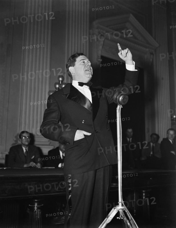 Huey P. Long, U.S. Senator from Louisiana, Portrait at Microphone, Washington DC, USA, Harris & Ewing, 1935