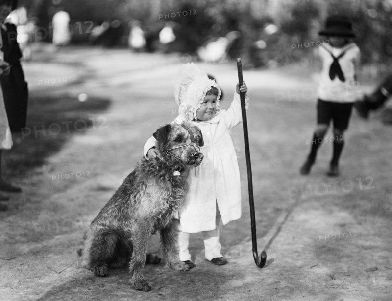 Young Girl with Dog in Park, Harris & Ewing, 1920