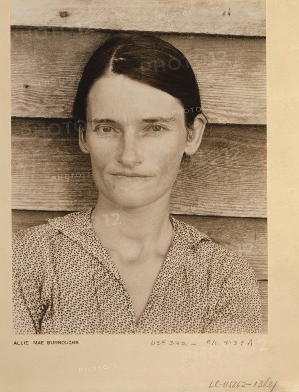 Allie Mae Burroughs, Wife of Cotton Sharecropper, Head and Shoulders Portrait, Alabama, USA, Walker Evans, 1935