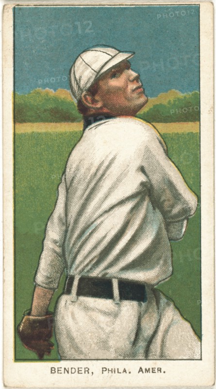 Chief Bender, Baseball Player, Philadelphia Athletics, Portrait, Baseball Card, 1910