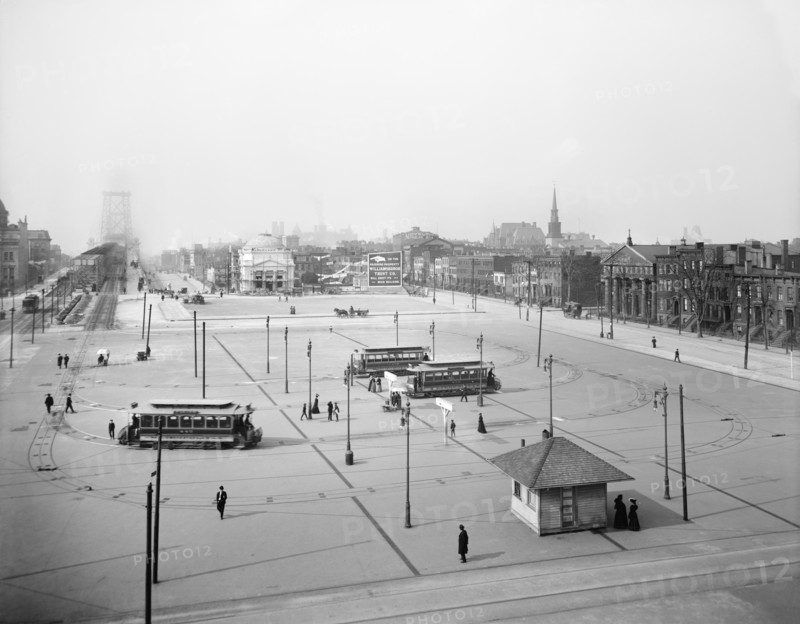 Williamsburg Bridge Plaza, Brooklyn, New York, USA, Detroit Publishing Company, 1906