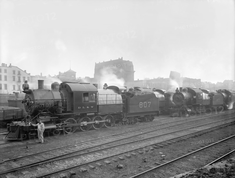 Group of Lackawanna Freight Engines, Scranton, Pennsylvania, USA, Detroit Publishing Company, 1900