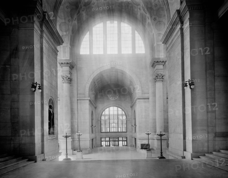 View Across Waiting Room from Loggia, Pennsylvania Station, New York City, New York, USA, Detroit Publishing Company, 1910