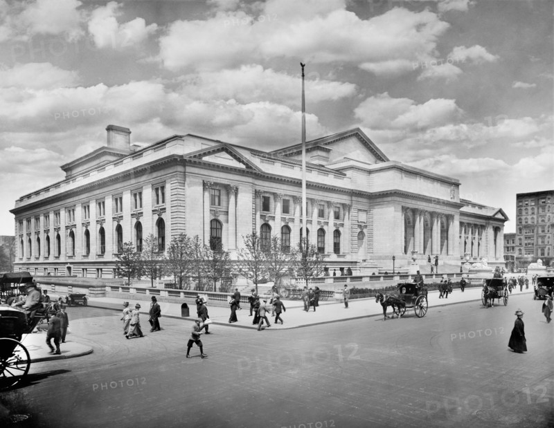 New York Public Library, Main Branch, Fifth Avenue and 40th Street, New York City, New York, USA, Detroit Publishing Company, early 1910's