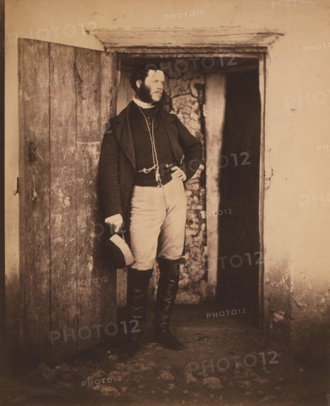 Mr. Angel, British Postmaster, Full-Length Portrait Standing in Doorway, Crimean War, Crimea, Ukraine, by Roger Fenton, 1855