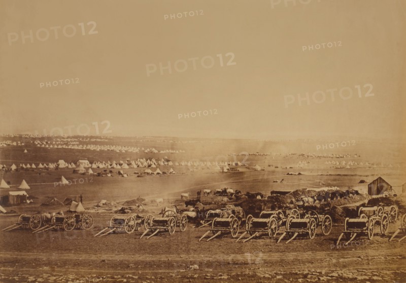 Rows of Caissons with British Military Tents in Background, Crimean War, Sevastopol, Crimea, Ukraine, by Roger Fenton, 1855