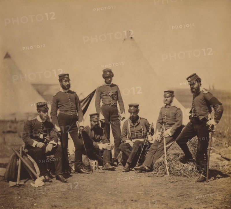 Group of British Officers of the 90th Regiment of Foot (Perthshire Volunteers), Crimean War, Crimea, Ukraine, by Roger Fenton, 1855