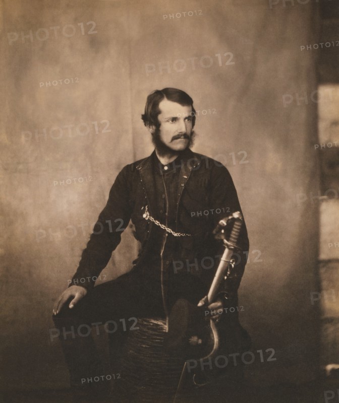 British Captain Edwyn Sherard Burnaby, Full-Length Seated Portrait, Crimean War, Crimea, Ukraine, by Roger Fenton, 1855