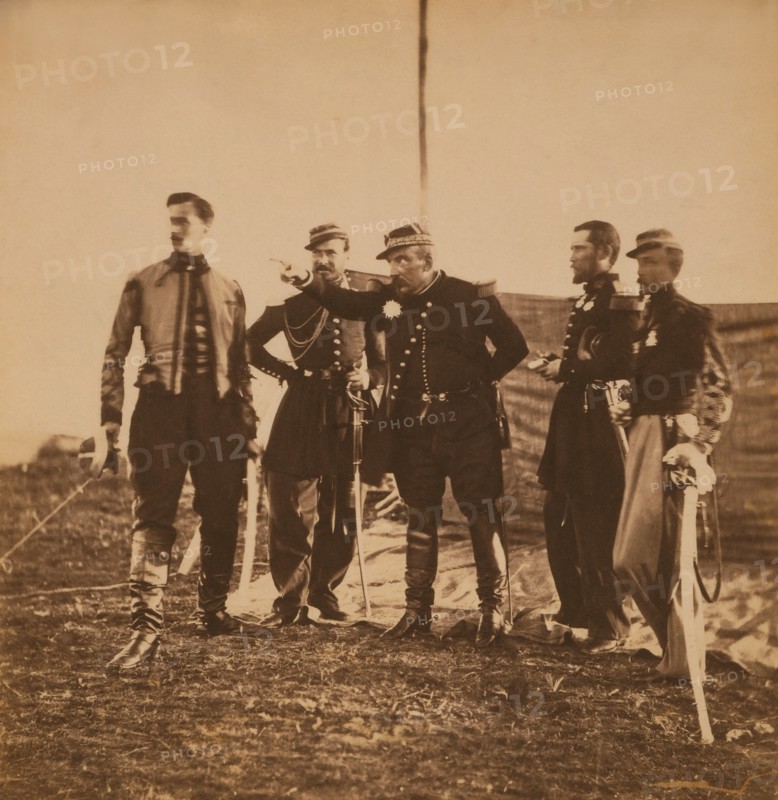 French General Pierre Bosquet giving orders to his Staff, Crimean War, Crimea, Ukraine, by Roger Fenton, 1855