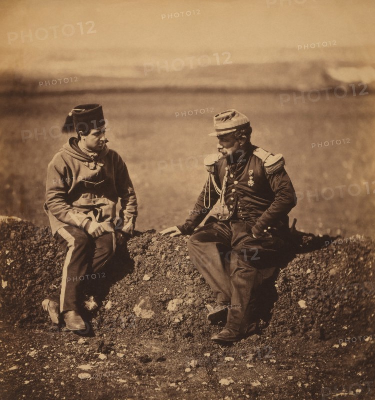 French General Cissé, Chief-of-Staff to General Pierre Bosquet, & Aide-de-Camp, Portrait during Crimean War, Crimea, Ukraine, by Roger Fenton, 1855