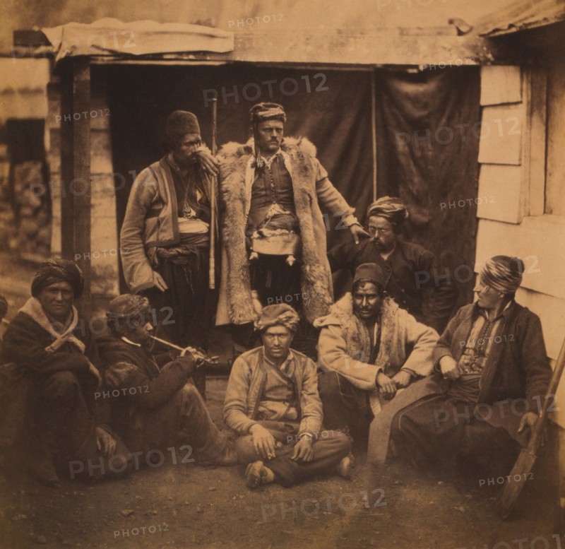 Group of Croat Laborers, Portrait, Crimean War, Crimea, Ukraine, by Roger Fenton, 1855