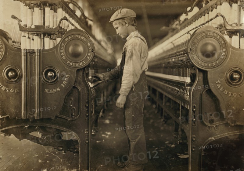 Young Doffer Boy in Cotton Mill, Lincolnton, North Carolina, USA, Lewis Hine for National Child Labor Committee, November 1908