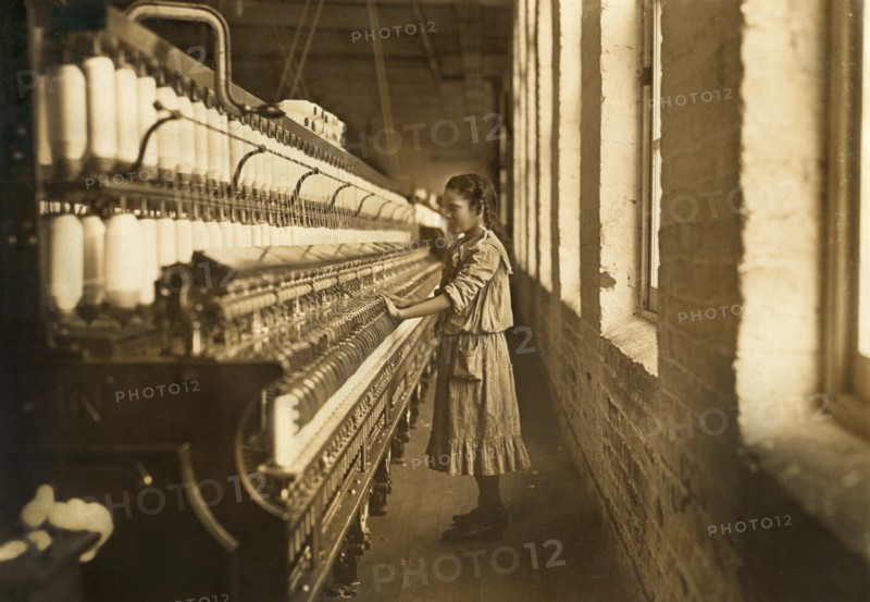 Underage Girl Working as Spinner, Full-Length Portrait, Whitnel Cotton Manufacturing Company, Whitnel, North Carolina, USA, Lewis Hine for National Child Labor Committee, December 1908