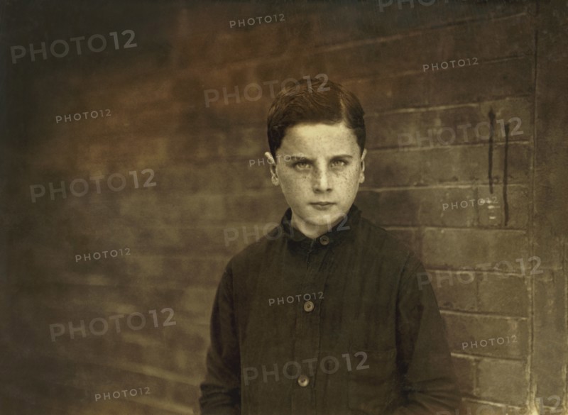 Francis Manning, Young Textile Mill Worker, Half-Length Portrait, Palmer, Massachusetts, USA, Lewis Hine for National Child Labor Committee, September 1911