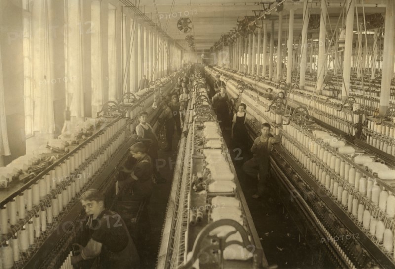 Young Workers in Spinning Room, Cornell Mill, Fall River, Massachusetts, Lewis Hine for National Child Labor Committee, January 1912