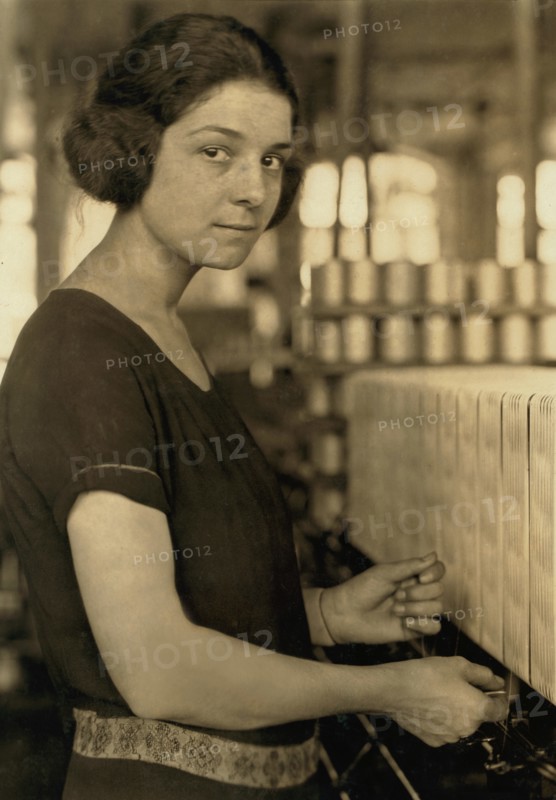 Young Female Worker in Favorable Working Conditions, Half-Length Portrait, Cheney Silk Mills, Lewis Hine for National Child Labor Committee, 1924