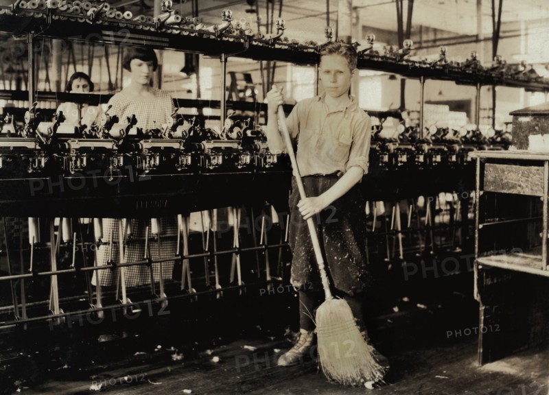 Young Sweeper in Favorable Working Conditions, Cheney Silk Mills, Lewis Hine for National Child Labor Committee, 1924