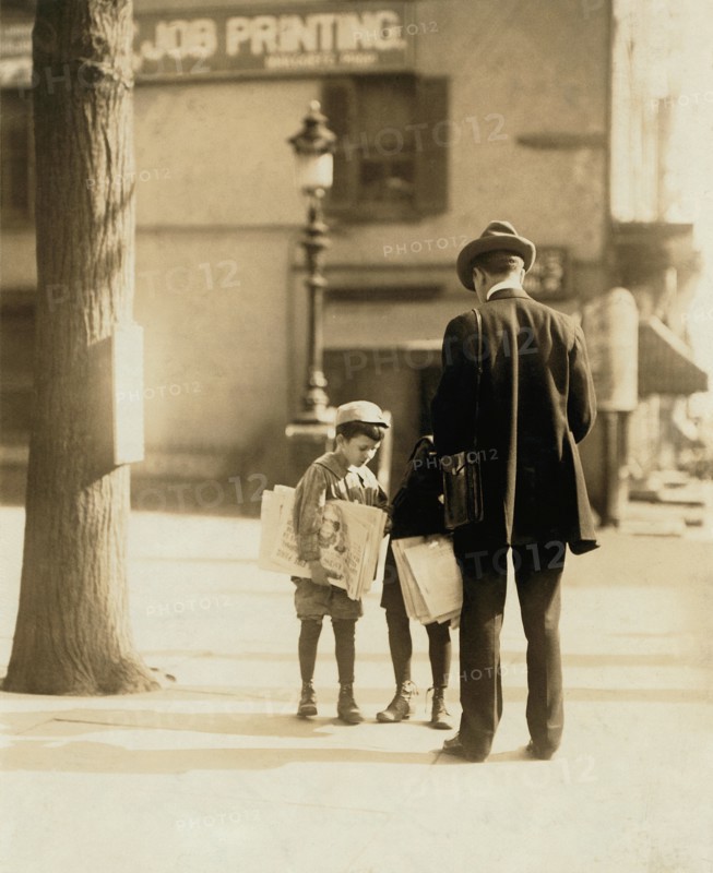 Young Boy, 7 years old, Selling Newspapers on Street, Wilmington, Delaware, USA, Lewis Hine for National Child Labor Committee, May 1910