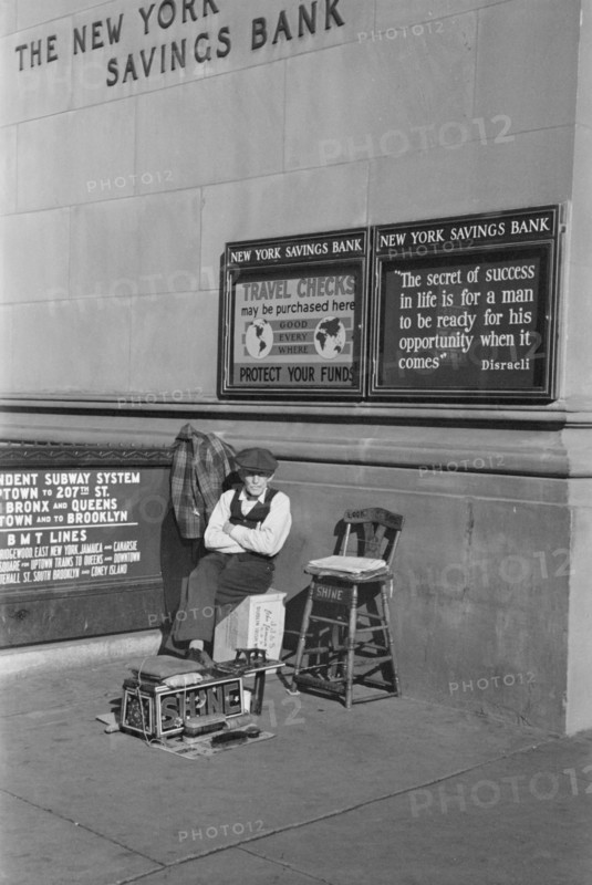 Bootblack, Eighth Avenue and Fourteenth Street, New York City, New York, USA, Arthur Rothstein for U.S. Resettlement Administration, December 1937