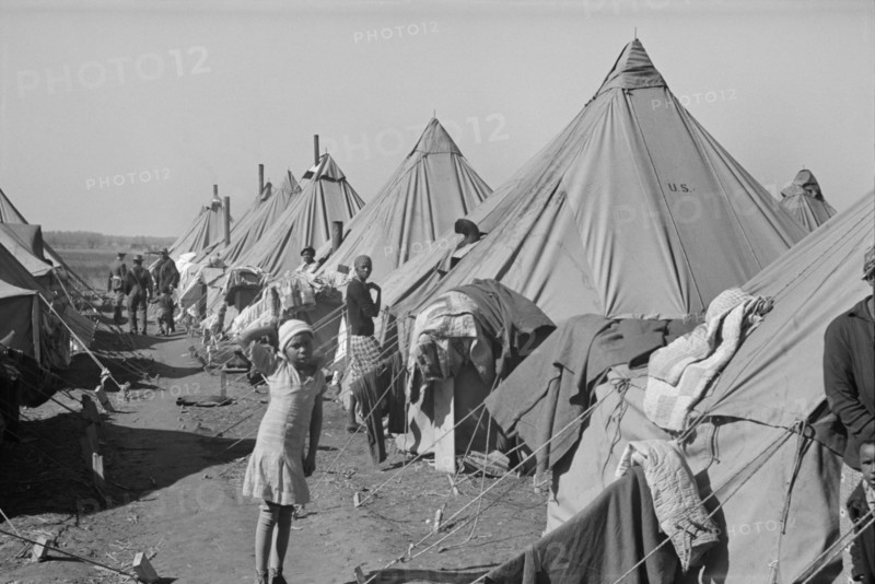 Street of Tents for Flood Refugees, Forrest City, Arkansas, USA, Edwin Locke for U.S. Resettlement Administration, February 1937