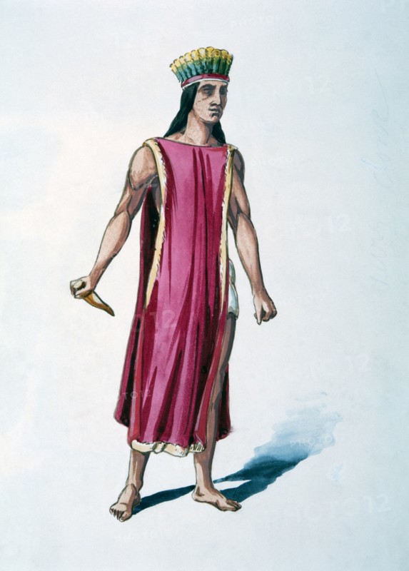 Aztec Priest,  Watercolor Painting by William L. Wells for the Columbian Exposition Pageant, 1892