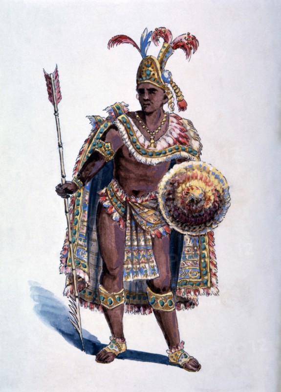 Montezuma, Aztec Emperor, Watercolor Painting by William L. Wells for the Columbian Exposition Pageant, 1892