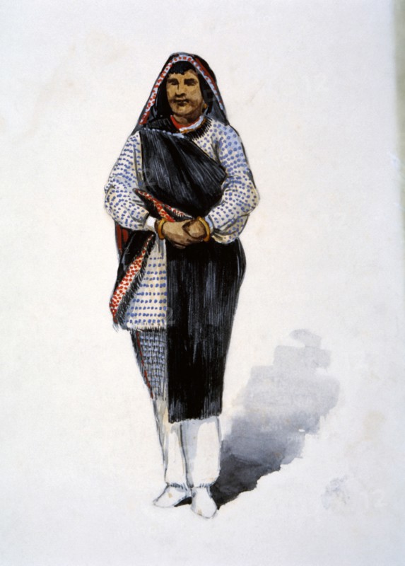 Pueblo Indian Woman, Watercolor Painting by William L. Wells for the Columbian Exposition Pageant, 1892
