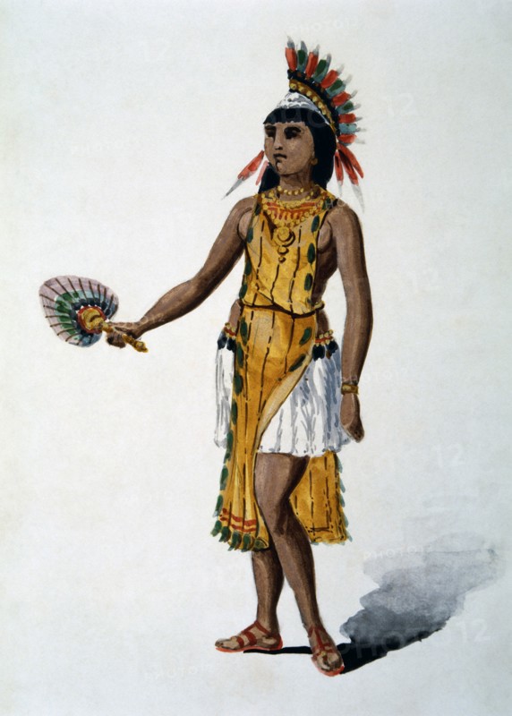 Caribbean Indian Woman Brought Back to Spain by Christopher Columbus, Watercolor Painting by William L. Wells for the Columbian Exposition Pageant, 1892