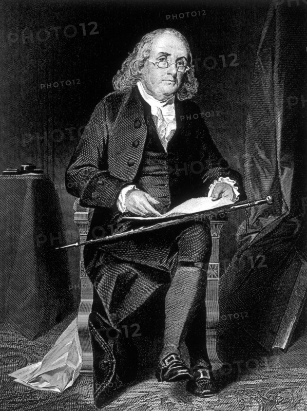 Benjamin Franklin, Engraving, 1878