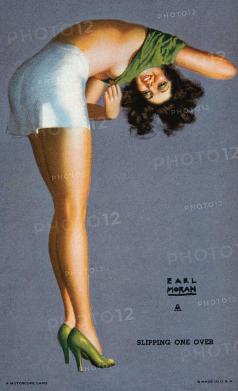 Woman Taking Shirt Off, "Slipping One Over", Mutoscope Card, 1940's