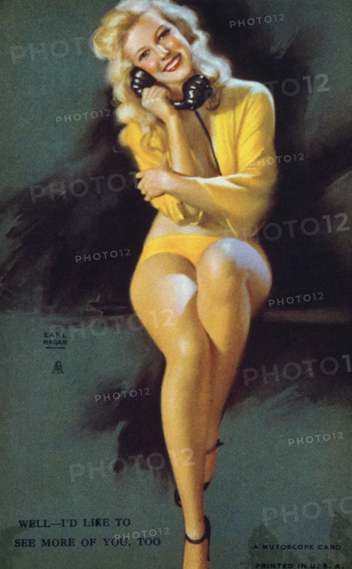 Woman Talking on Telephone, "Well, I'd like to See More of you, Too", Mutoscope Card, 1940's