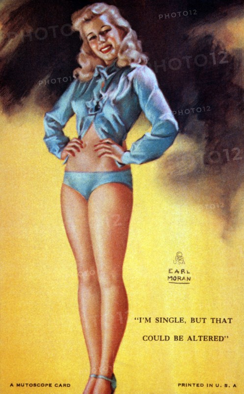 Sexy Woman, "I'm Single, But That Could be Altered", Mutoscope Card, 1940's