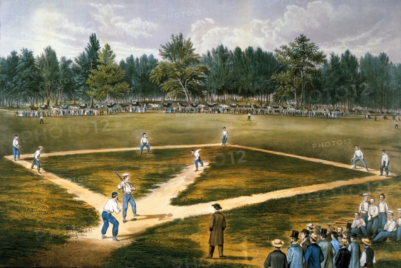 American Game of Baseball, Currier & Ives, Lithograph, 1866
