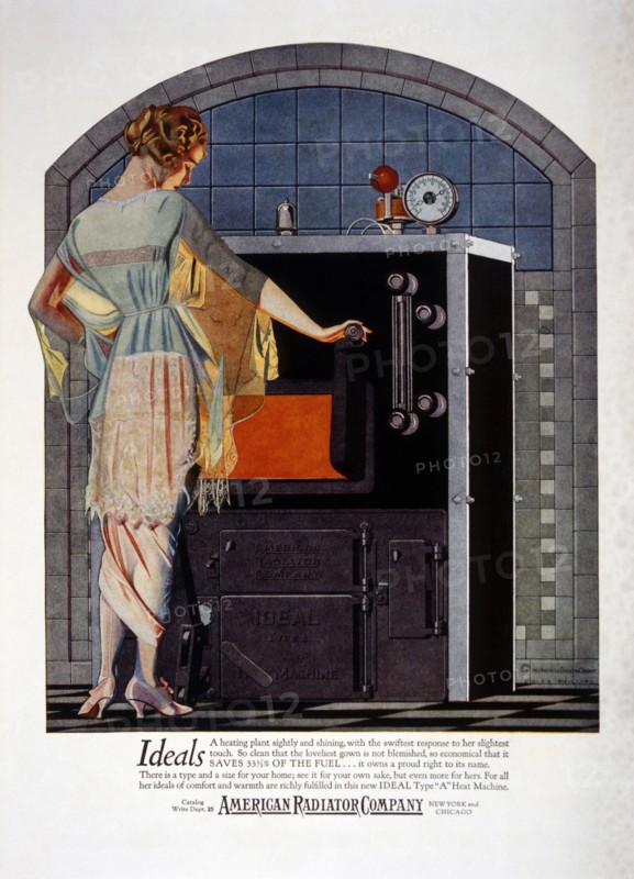 Women Looking into Radiator, American Radiator Company, Advertisement, circa 1921